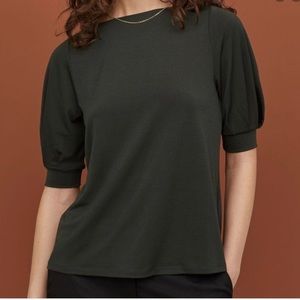 H&M Creped Jersey Top olive green